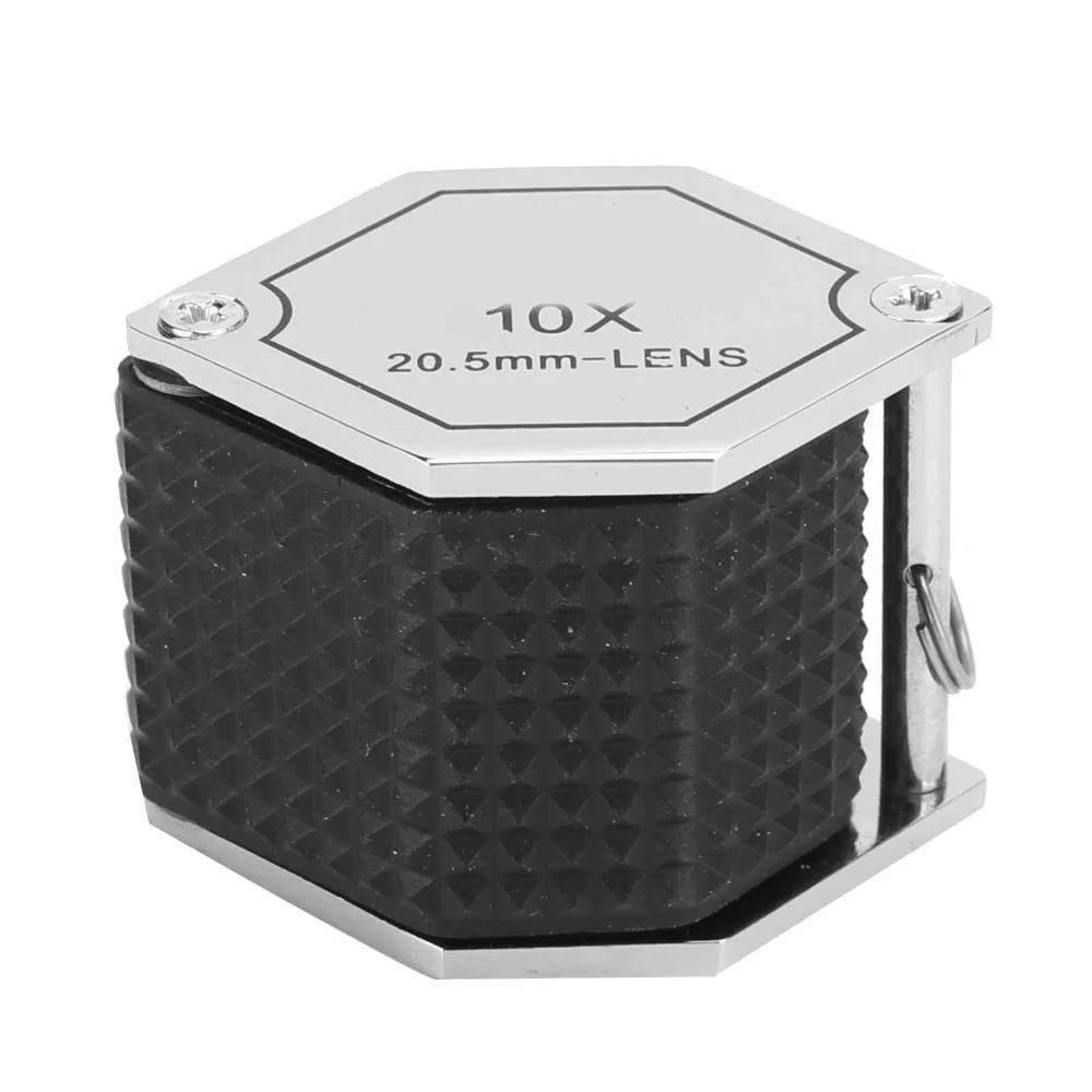 

Лупа ювелирная 10-кратного увеличения, линза 20,5 мм, тройная линза, карманная лупа, оптическое стекло, металлическая, складная, 10-кратный увеличитель