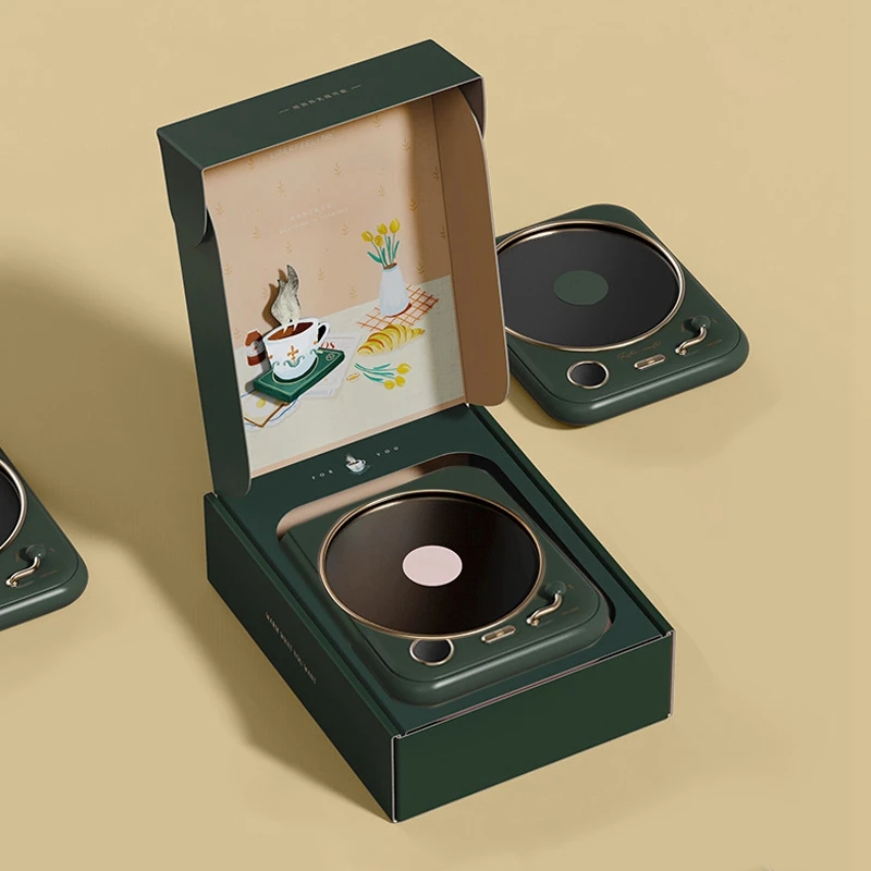 Coffee Cup Heater,Office Constant Temperature Heating Coaster,Digital Display Of Temperature Adjustment Green US Plug