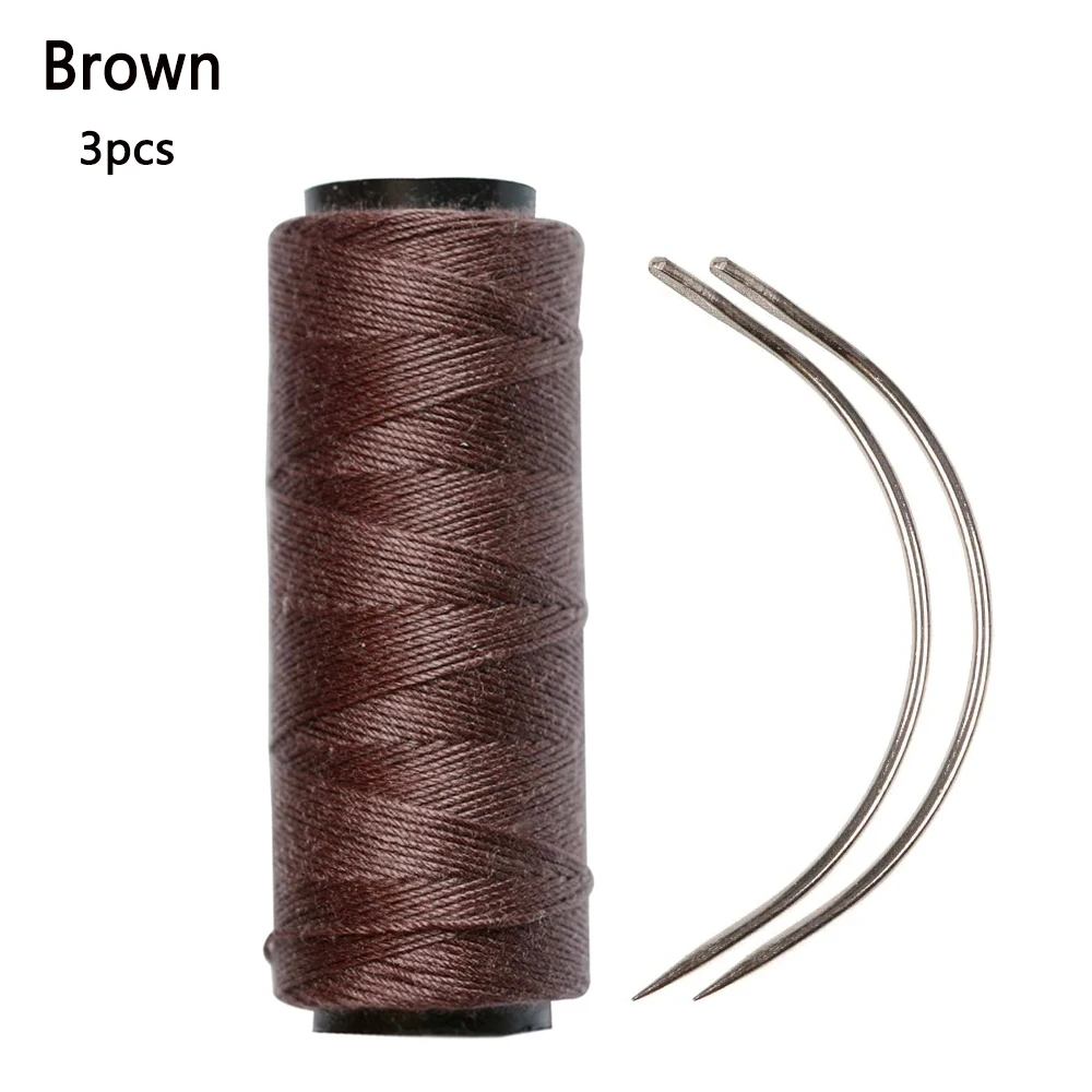 

Черные, коричневые, бежевые иглы и нитки для наращивания волос, швейные нитки с изогнутыми C-образными иглами, инструменты для изготовления париков