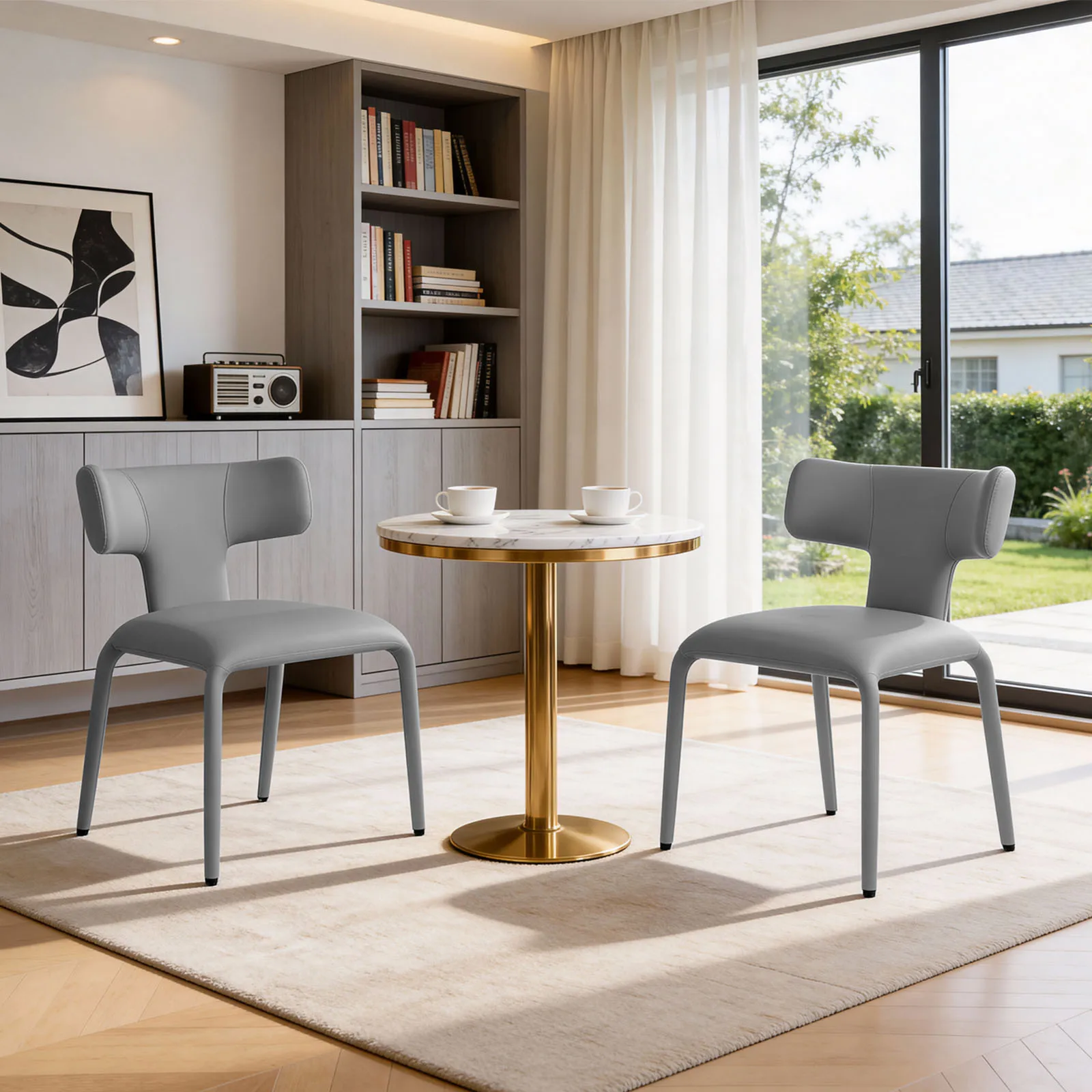 WOLTU 2 Stück/Set ergonomische Esszimmerstühle, Kunstleder/Leinen, Küchenstühle, Metallrahmen, Rückenlehne für Wohnzimmer, Schlafzimmer, Restaurant – Detail 40