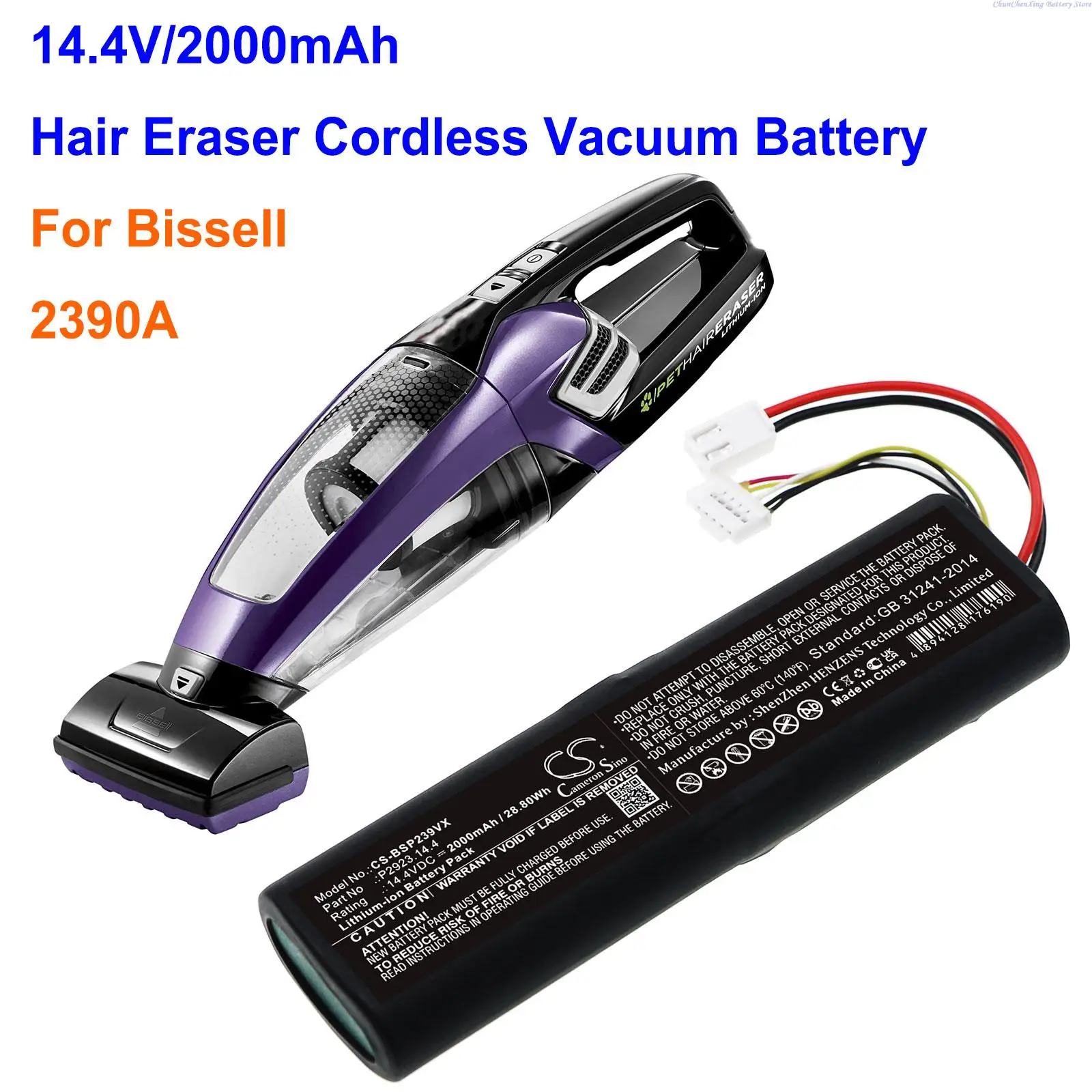 

Cameron Sino 2000mAh Hair Eraser Cordless Vacuum battery P2923.14.4 for Bissell 2390A