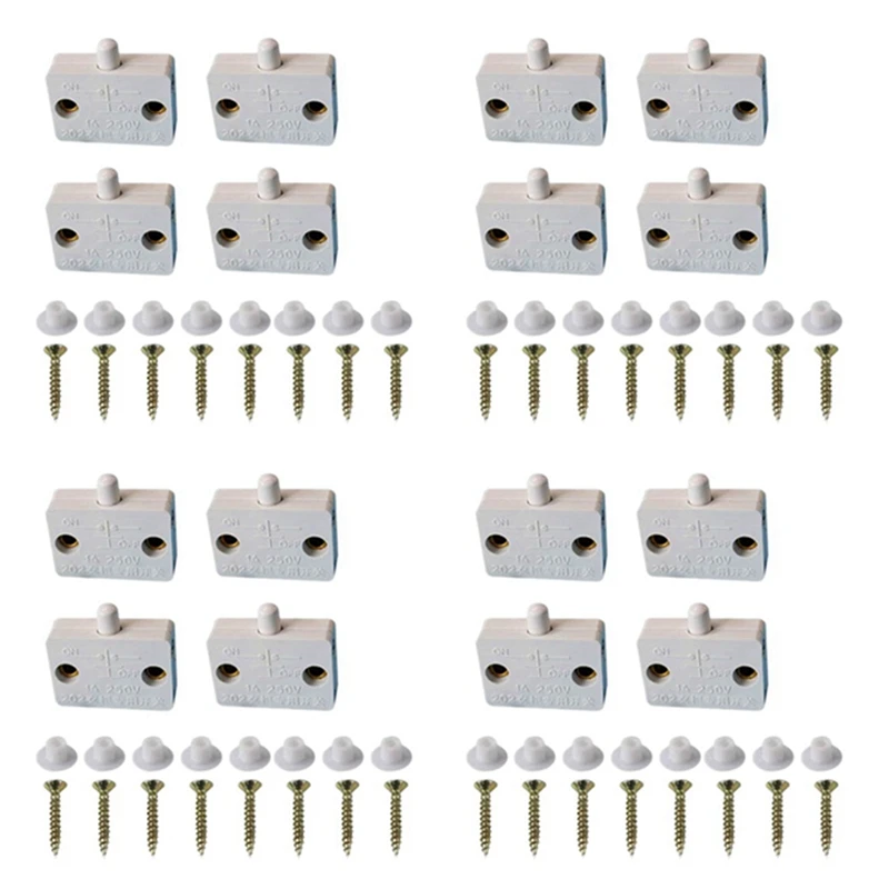 

16 Pcs Cabinet Door Switch Cabinet Lamp Switch Drawers Open On Close Door Applicable To 12V 24V 110V White