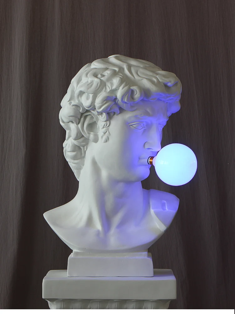 PQF David Avatar Plaster Statue Bubble Light Music Dining Bar Sculptured Ornaments