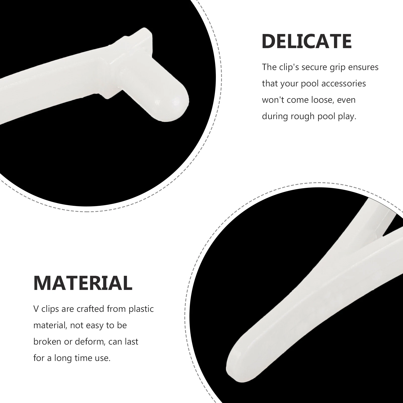 

12Pcs Pool Accessory V Clips Plastic Pool Skimmer Net Attachment Clips Replacement Pole Accessories Extension Pole Attachments