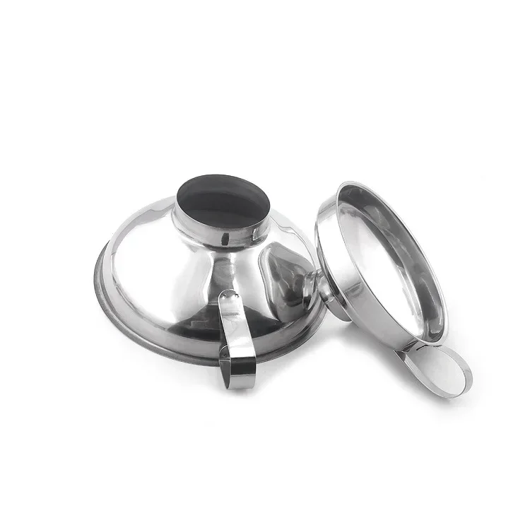 Stainless Steel Wide Mouth Funnel Large Diameter Funnel Jam Funnel Household Multi-Functional Oil Leakage Wine Retainer