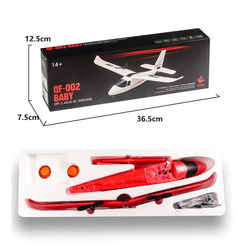 Modelo de avión planeador Qf002 hecho a mano, ensamblaje de entrenamiento de dos canales, regalo para niños, juguetes de aviones de Control remoto, nuevo