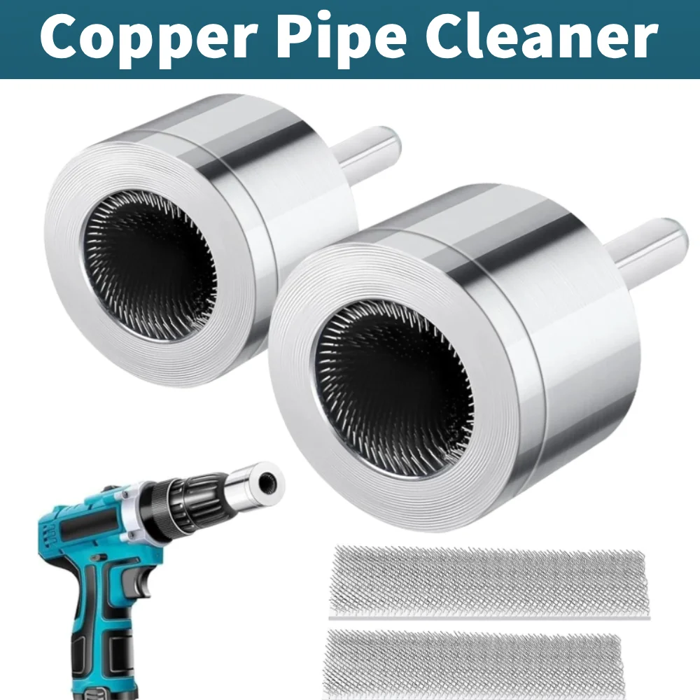 

Steel Copper Pipe Cleaner Set 15mm 22mm with Replaceable Brush for Power Drill Heavy Duty Tube Cleaning Tool Pipe Cleaning Brush