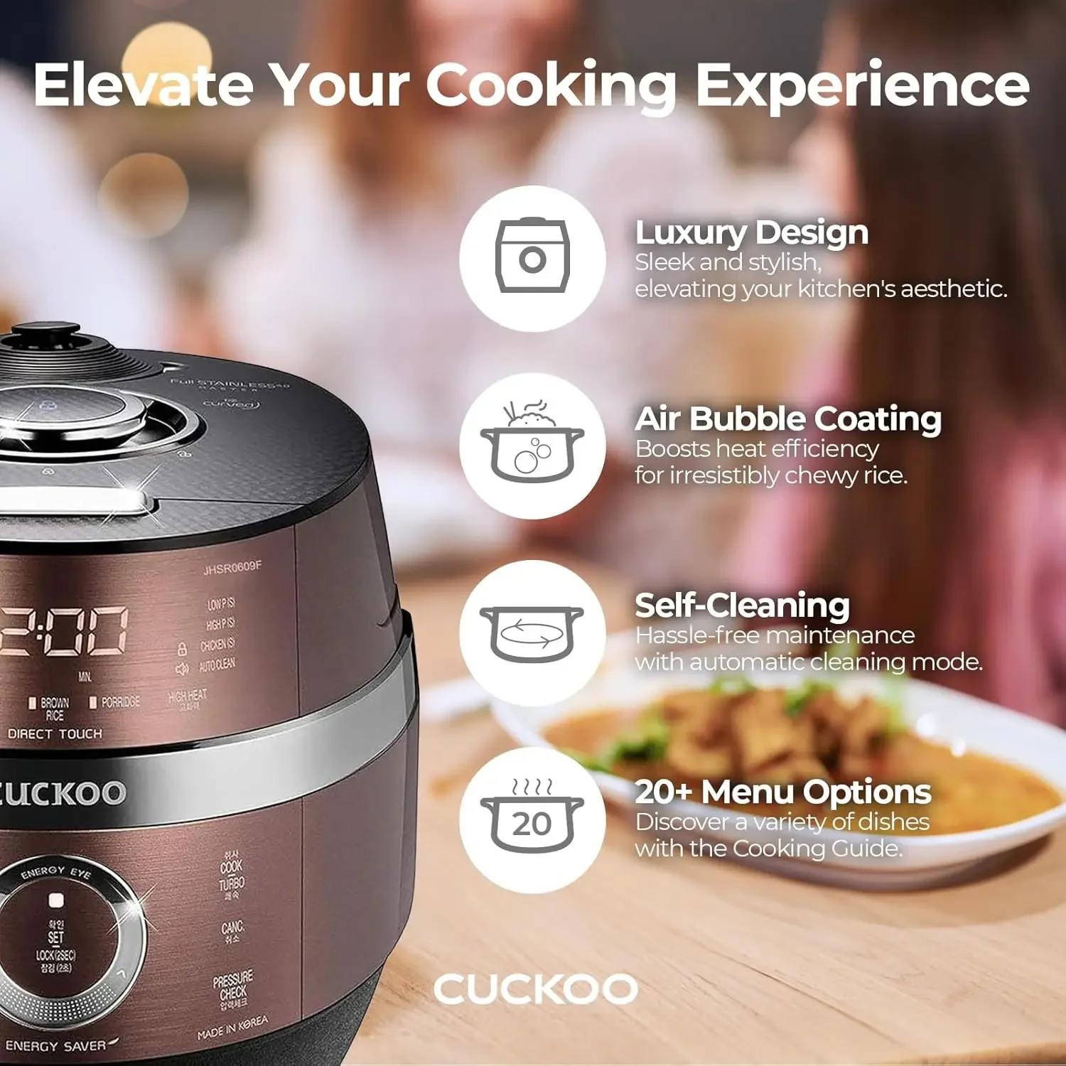 CRP-JHR0609F 6-Cup (Uncooked) / 12-Cup (Cooked) Induction Heating Pressure Rice Cooker with Nonstick Inner Pot, 16 Menu Options,