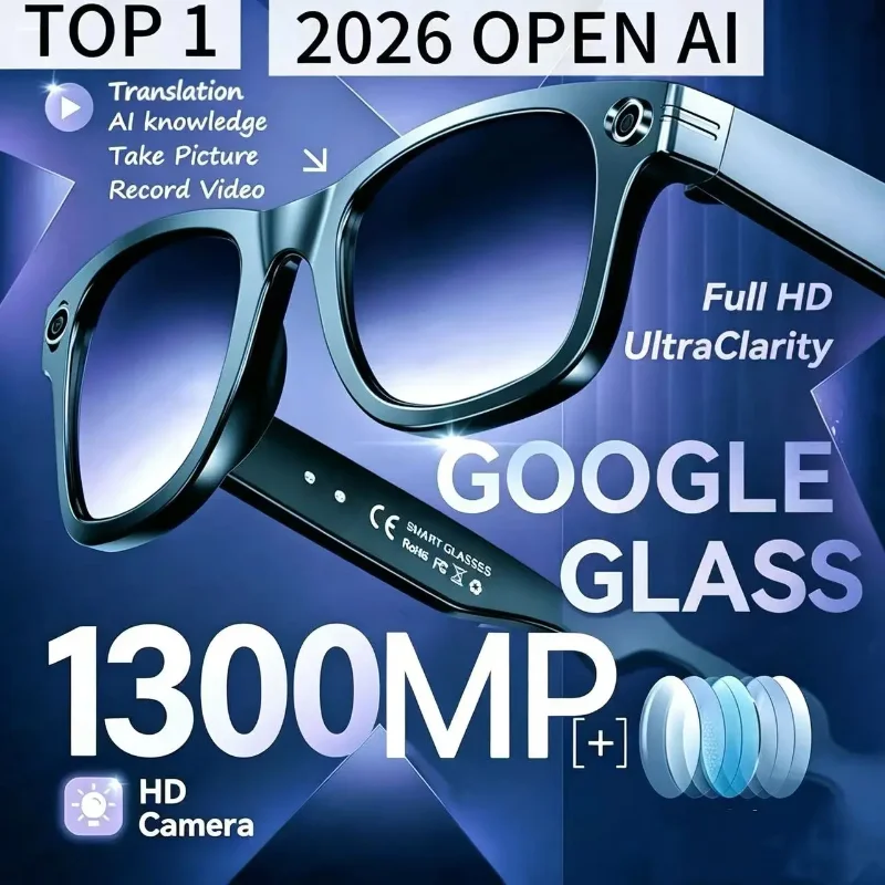 AI Voice Assistant Smart Glasses 4K Remote Control Touch Photo Camera Recording Translator Wireless Motorcycle Goggles 2026