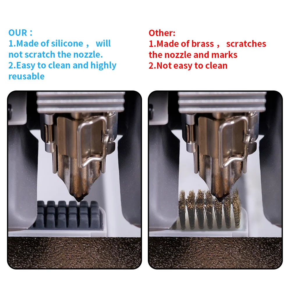 Nozzle Brush for Bambu Lab A1/A1 Mini Prusa XL Wiper Silicone Brush Hotbed Mounted Scrubber Cleaning Tool for Bambulab 3D Printe