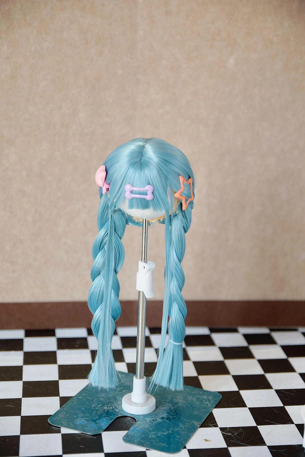 D09-P324 children handmade toy 1/6 1/4 1/3 MSD MDD bjd wig blue Double ponytail Fried Dough Twists braid 1pcs