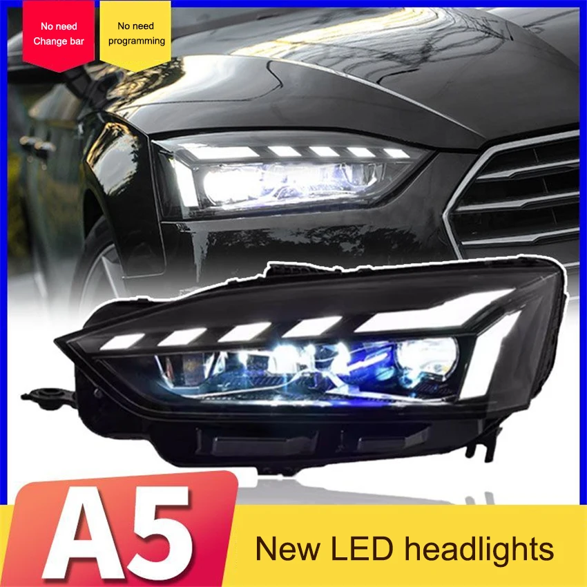 

For Audi A5 2017-2020 Style Car Front Lamps Assembly Upgrade Upgraded New RS5 Headlights LED Dual Projector Lens Car Accessories