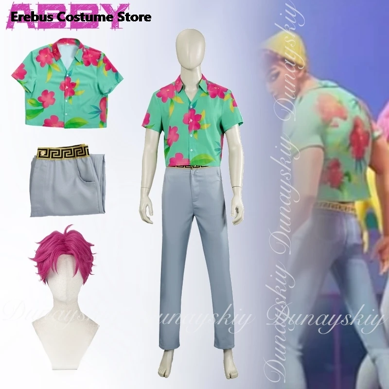 

Halloween KPop Demon Hunters Movie Abby Cosplay Saja Boys With The Green Floral Shirt With Adult Anime Cosplay Outfits