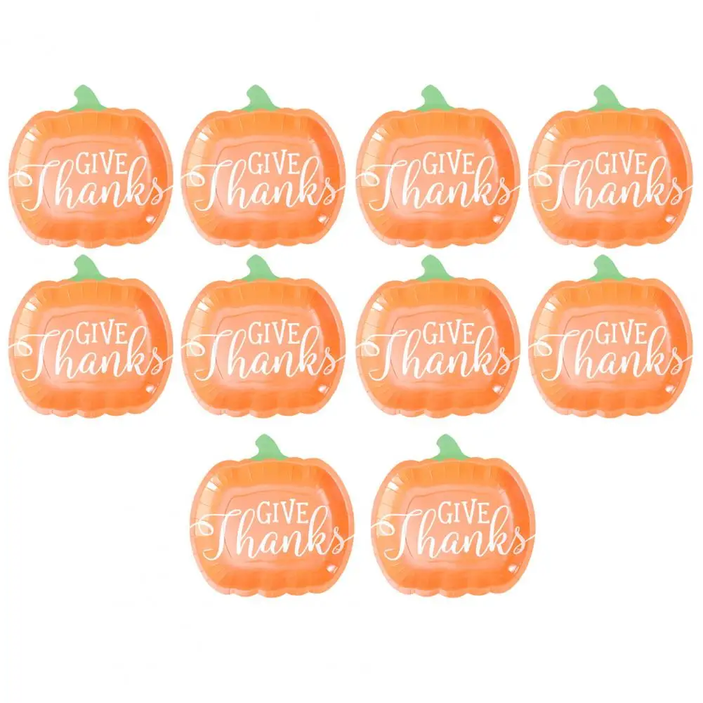 Harvest Party Plates Water Resistant Party Plates Festive Halloween Pumpkin Paper Plates 10pcs Harvest Party for Thanksgiving