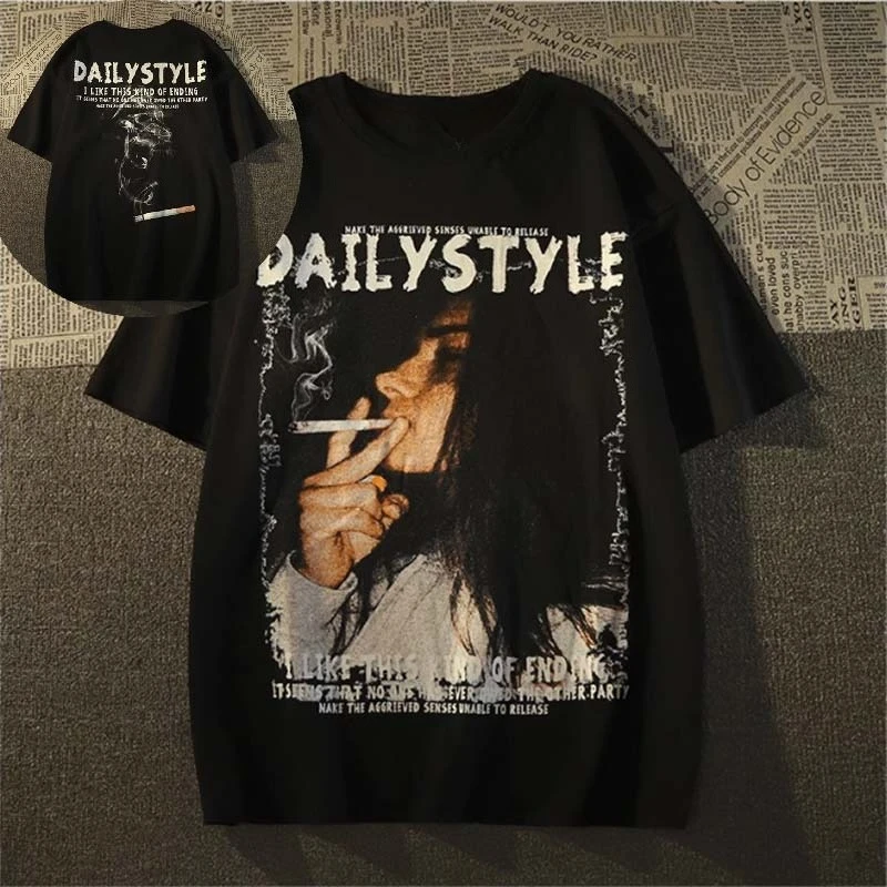 

Новинка 2026 Makes The Grief-stricken Unable To Let GoPrinted, мужской и женский повседневный топ с круглым вырезом больших размеров с короткими рукавами