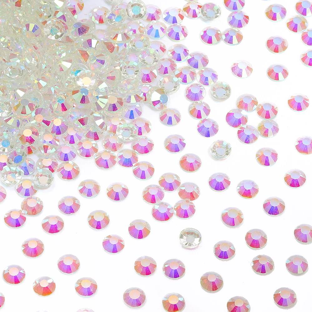 Transparent AB SS3-SS30 Nicht-hotfix Glas Kristall Strass Flatback Glitter Strass Steine Für Nail art DIY Zubehör