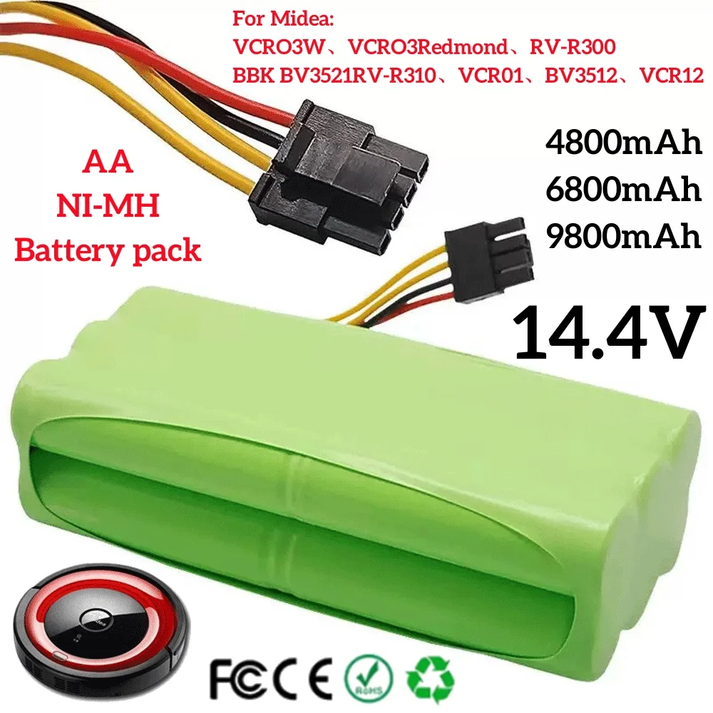

Vacuum cleaner robot battery VCR03W 14.4V NI-MH AA suitable for Midea VCR03W VCR03 battery Redmond RV-R300 BBK BV3521 RV-R310