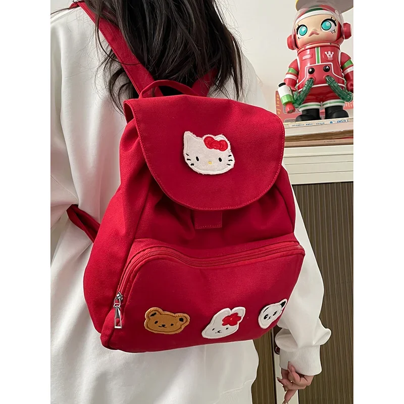 Sanurgente-Cartable étudiant Hello Kitty, sac à dos étudiant, léger, grande capacité, dessin animé, nouveau