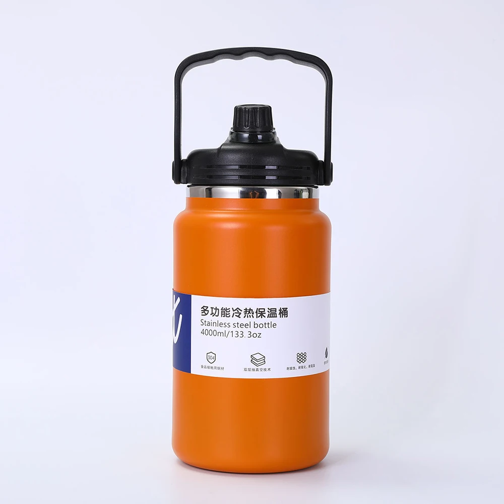 Large capacity cold hot insulation bucket,  Stainless steel thermos cup, Multi-functional Vacuum Flask, Sports water bottle, 4L