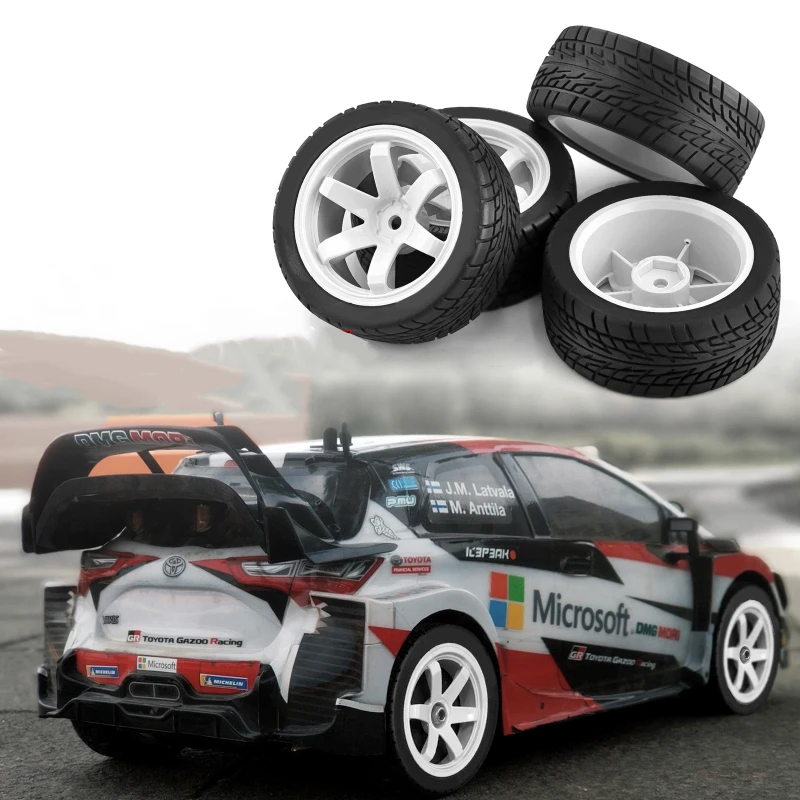 RS 1/10 RC Rally Racing On Road Car Rubber Wheel Tire Tyre 12mm Hex for HPI KYOSHO Tamiya XV02/01 TA06 TT01/02 PTG2 HSP94122