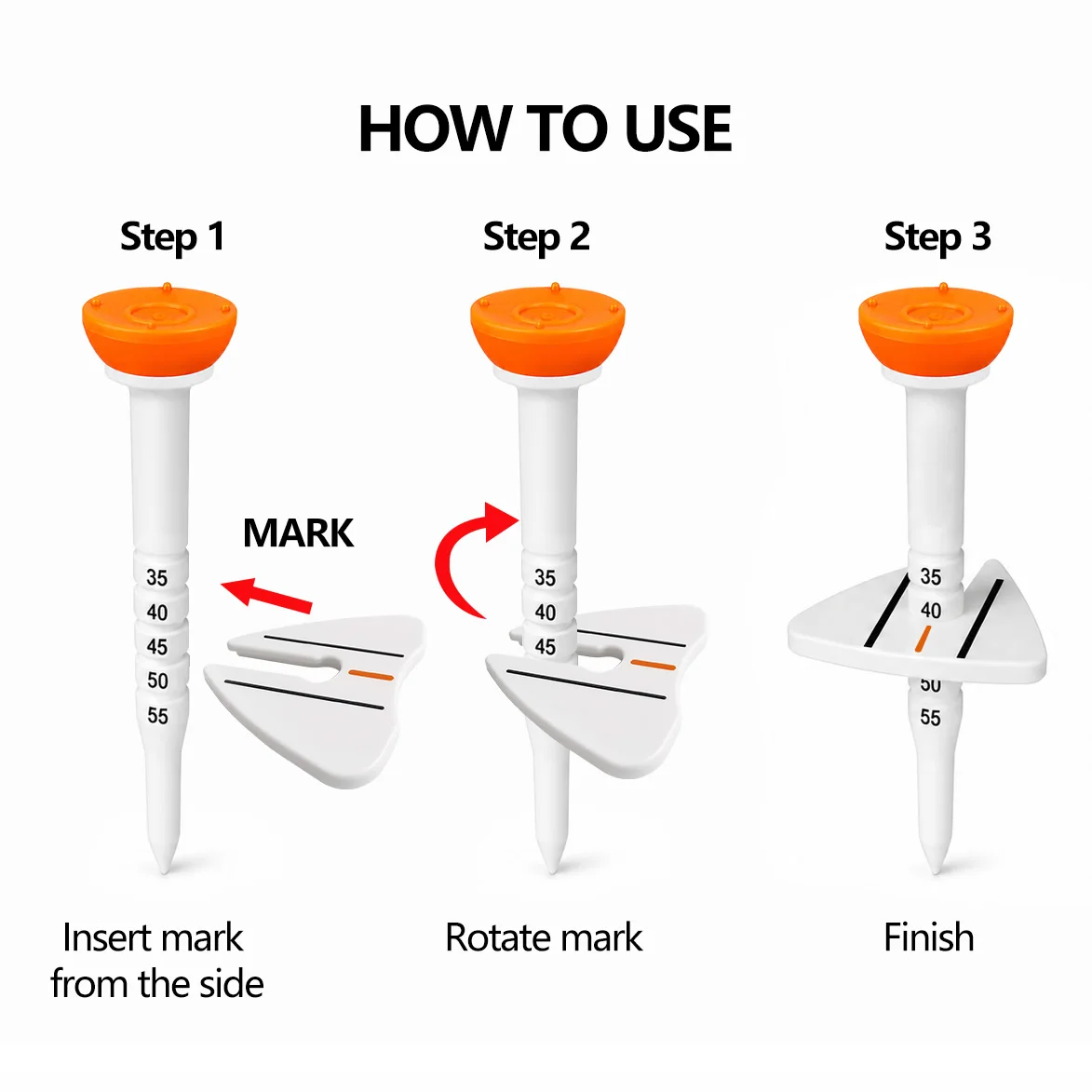 Adjustable Golf Tees (4-Pack, 35–55mm) – Reusable Plastic Training Tees for Consistent Distance & Durable Practice