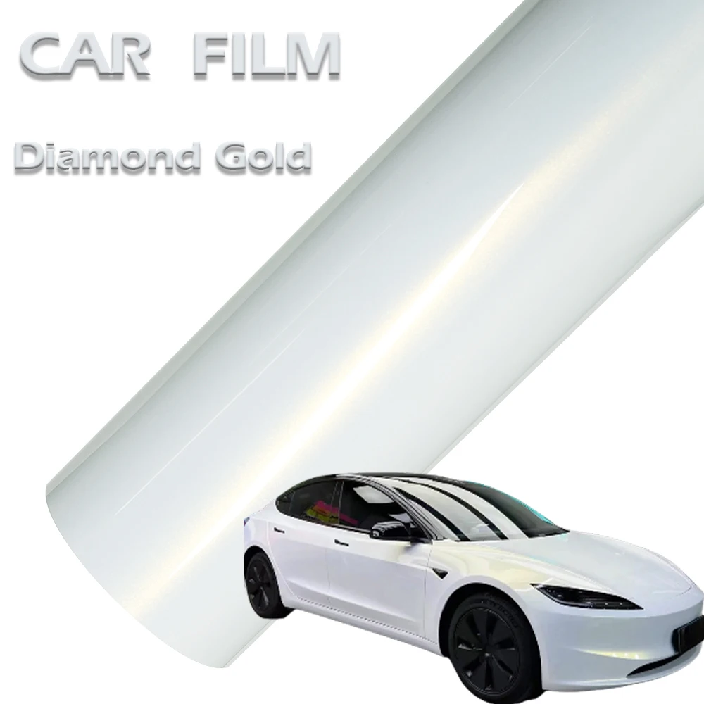 

Car Vinyl Film PET Ultra Gloss Diamond Gold Auto Wrapping Decal With Air Release Self Adhesive Car Body Decoration Film Sticker