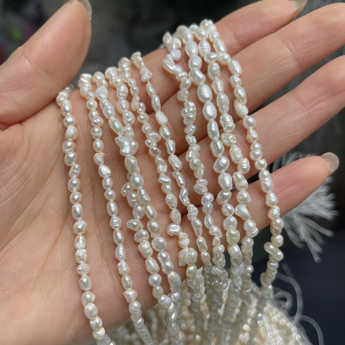 3-4 مللي متر 4-5 مللي متر بشكل غير منتظم لؤلؤ المياه العذبة الطبيعية ستراند الخرز لصنع المجوهرات DIY بها بنفسك النساء قلادة سوار إكسسوارات