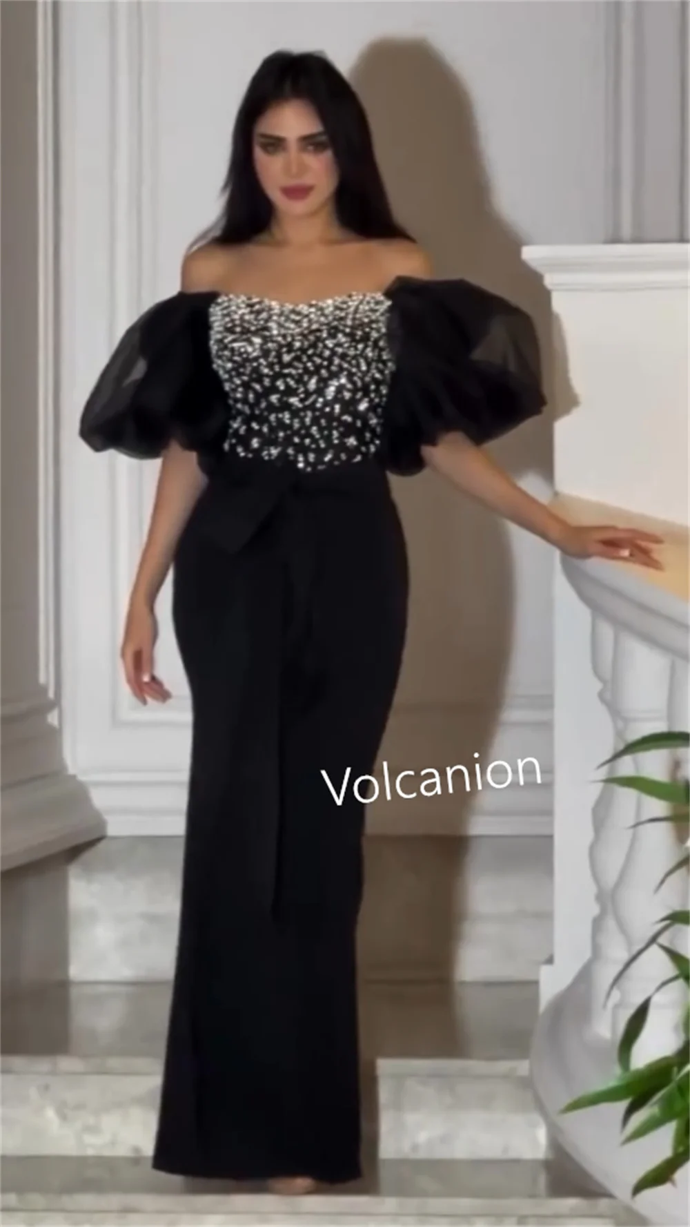 Customized Jersey Sequined Sash Sheath Off-the-shoulder Midi Dresses Bespoke Occasion Party Exquisite Sparkle Formal