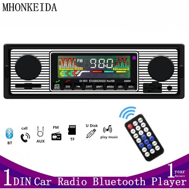 HENMALL Car MP3 Player SX-5513  Vintage Bluetooth-Compatible FM Stereo Radio Receiver Support USB/AUX/TF