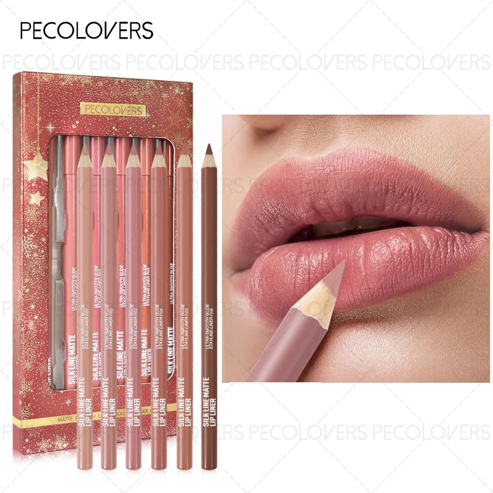 6 ชิ้น/กล่อง ลิปไลเนอร์เนื้อแมทติดทนนาน, แต่งหน้าโทนนู้ด, เหมาะสำหรับการแต่งหน้าทุกวัน, ตัวเลือกที่ยอดเยี่ยสำหรับการให้ของขวัญ, ลิปเสริมความงาม