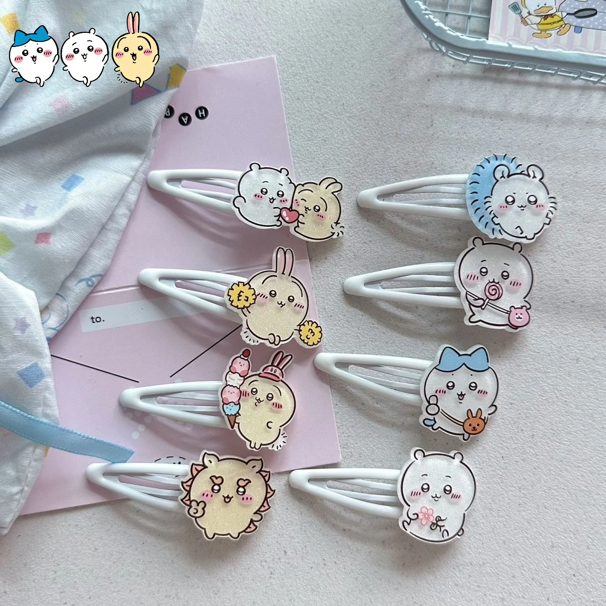

8pcs/set Chiikawa New Hachiware Usagi Collection Includes Cute Girls' BB Clips Cartoon Hair Clips Accessories Small Gifts
