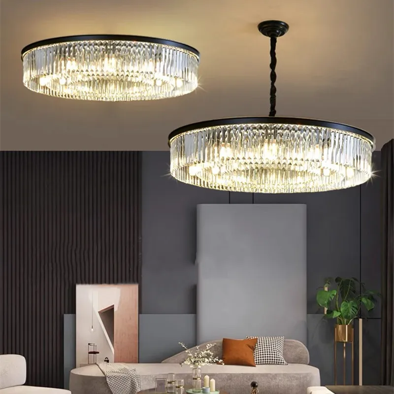 

Modern Industrial Retro Crystal Ceiling Chandelier Lamp Vintage Hanging Light Suspension Luminaire For Living Dining Room Lustre