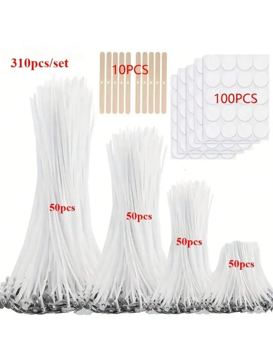 310/510-delige set voor het maken van kaarsen, 1"/3,94"/6"/8" kaarsen, 10 kandelaars en 100 kaarslabelstickers voor Pillar Ca