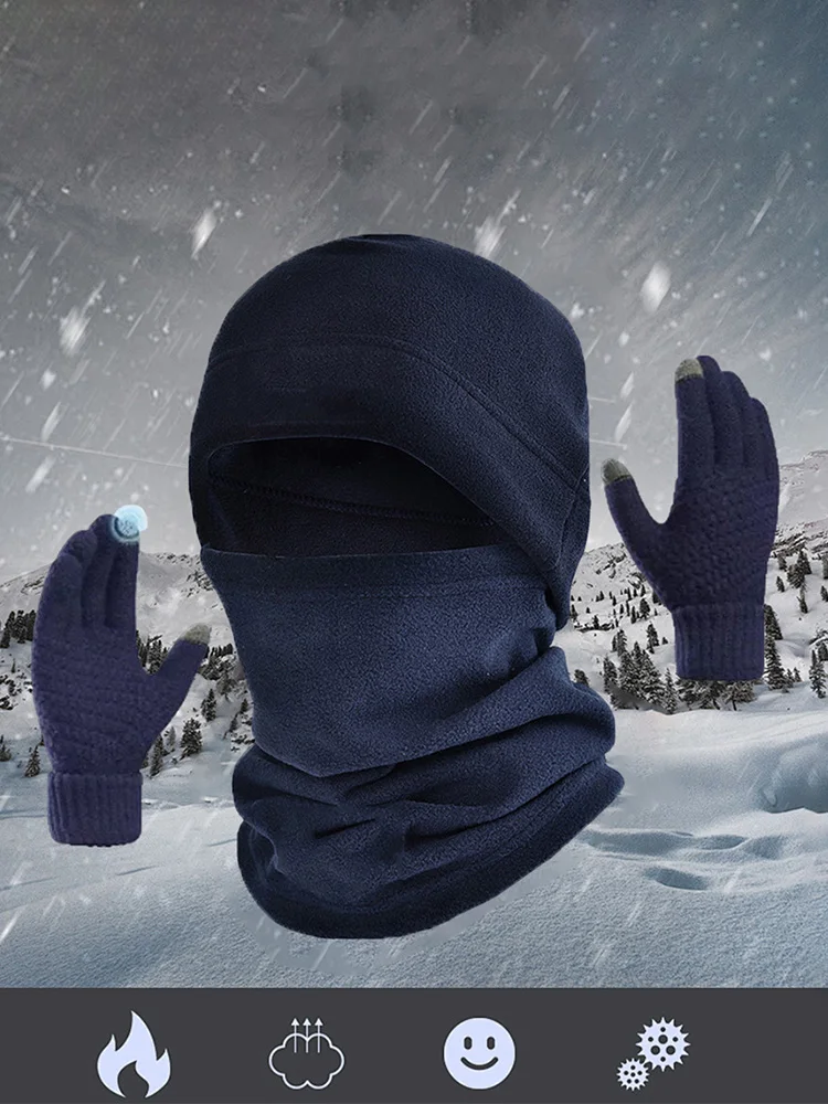 قبعة صغيرة دافئة مع الأوشحة وقفازات شاشة اللمس يندبروف قبعة ساعة الصوف الرياضة في الهواء الطلق التزلج قبعة ركوب الدراجات قبعة للرجال والنساء