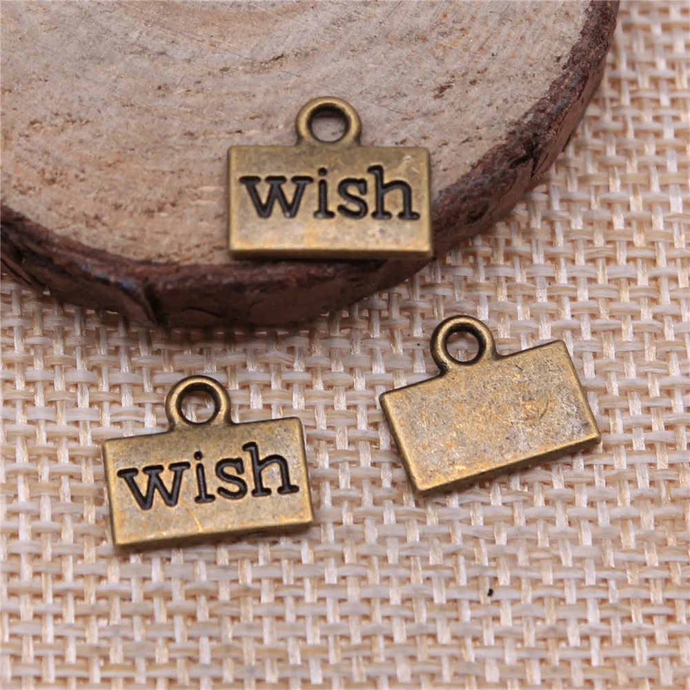 

20PCS 13*11mm Alloy Charm Wish Word Tags Pendant