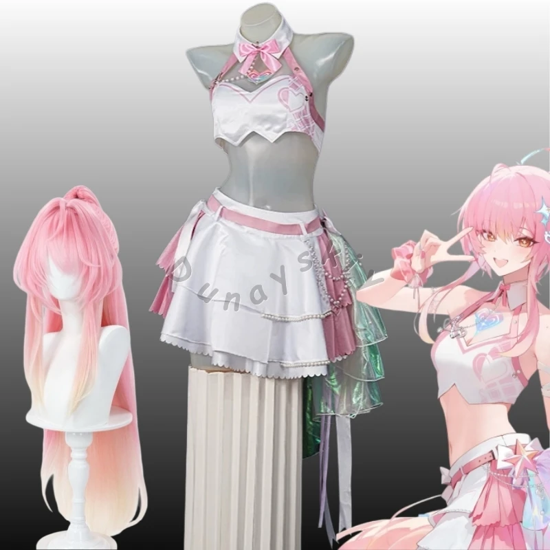 Wuthering Waves Aemeath Cosplay Costume Korea 2nd Anniversary Idol Outfit White Pink Frilled Mini Skirt Game Stage Cos Halloween