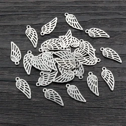 30pcs 14x6mm No Fade Charms 316 Stainless Steel Wings Bracelet Necklace Pendant Charms DIY Jewelry Making Findings