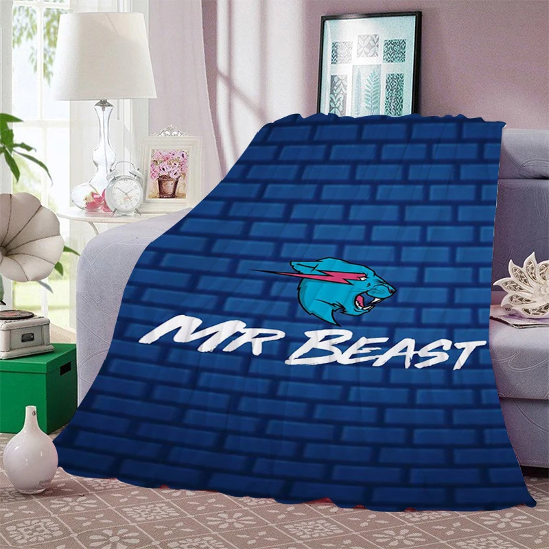 Fluffy Soft Blankets for Winter Mr B-Beast Warm Adult Bed Fleece Camping Custom Nap Decorative Sofa Blanket Microfiber Bedding