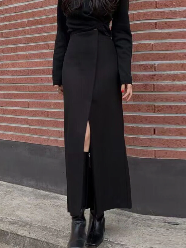 Korobov Summer High Waist Skirts for Women Slim Irregular Slit Design Over The Knee Long Skirt Korean Fashion Ropa De Mujer