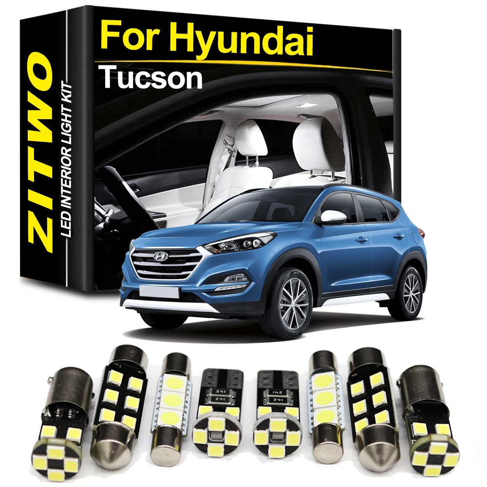 Kit de lámpara de luz LED Interior para coche, Bombilla Interior Canbus para Hyundai Tucson 2004-2018, 2019, 2020, 2021, 2022, cúpula de lectura para maletero de vehículo