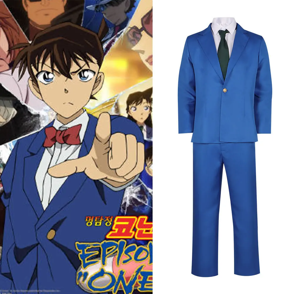 

Conan The Detective Cosplay Costume Ran Mouri's Dress Kudo Shinichi's Suit Halloween Costume Cosplay Outfit