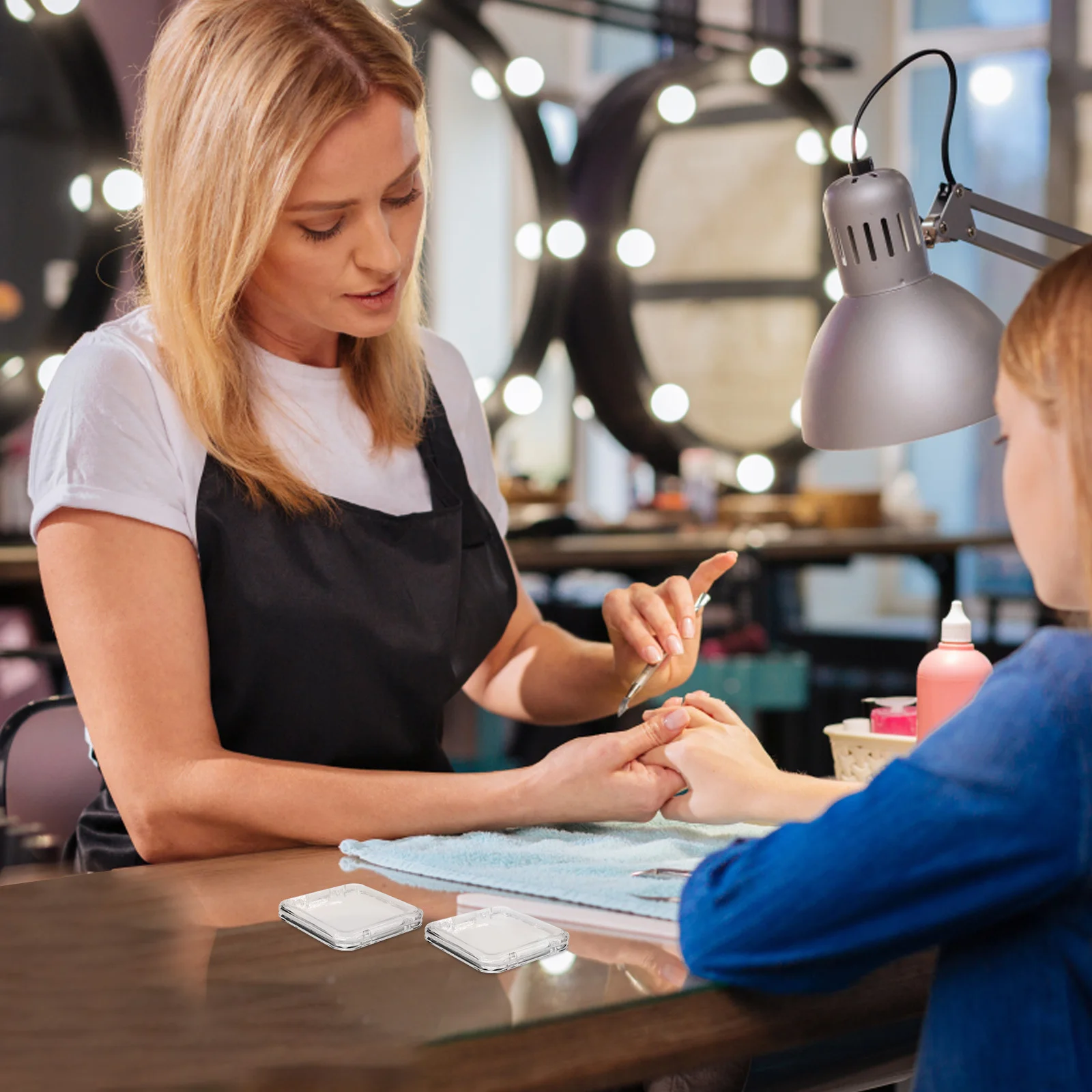 10Pcs Clear Press on Nail Case Transparent Small Square Storage Box for Manicure Coins Stamps Badges Organizer