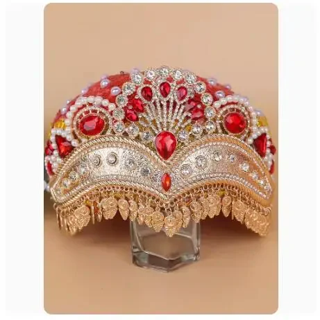 Xinjiang Dance Little Flower Hat Corona de estilo étnico para mujer con tocado de diamantes