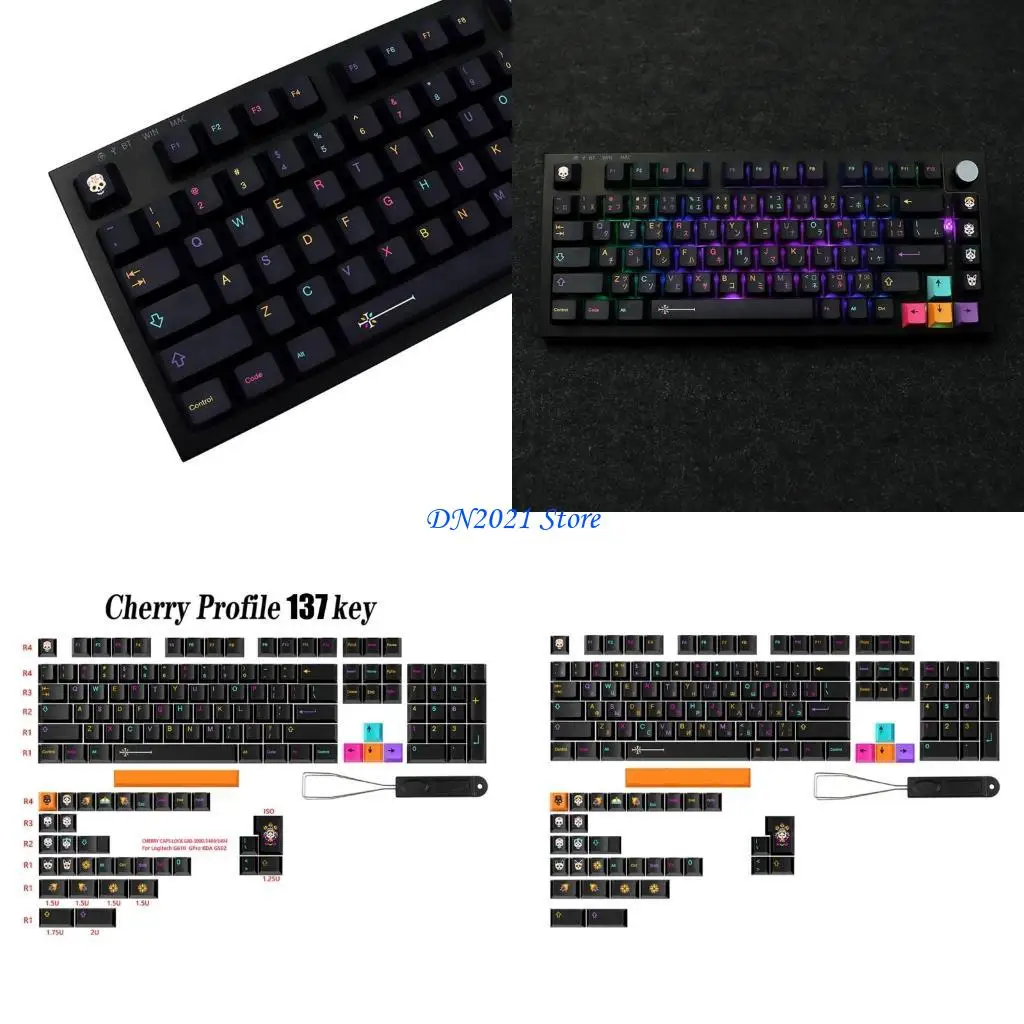 

F3KE 137 шт. колпачки для клавиш термосублимация, ремесло для большинства механических клавиатур,