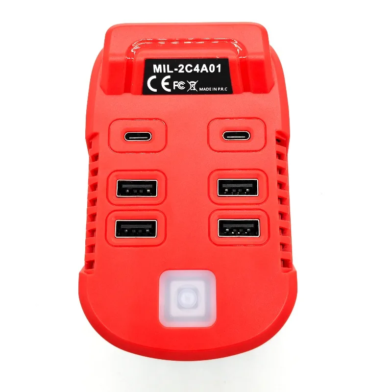 Portable Power Bank Charger Battery Adapter Type-C Input/Output 25W USB-A QC3.0 for Milwaukee 18V Lithium Batteries for Camping