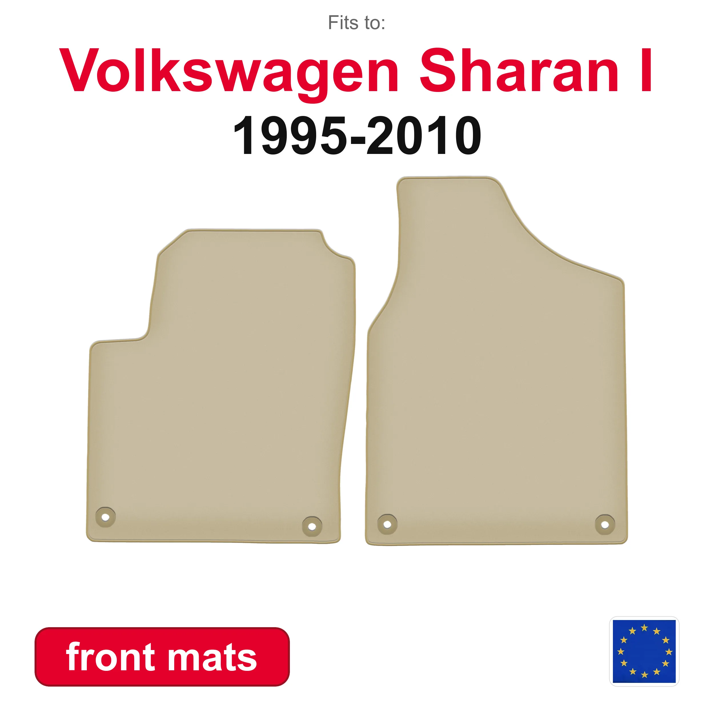 PREMIUM auto vloermatten voor Volkswagen Sharan en minivan (1995-2010) -beige 2 stuks passende auto vloermatten set