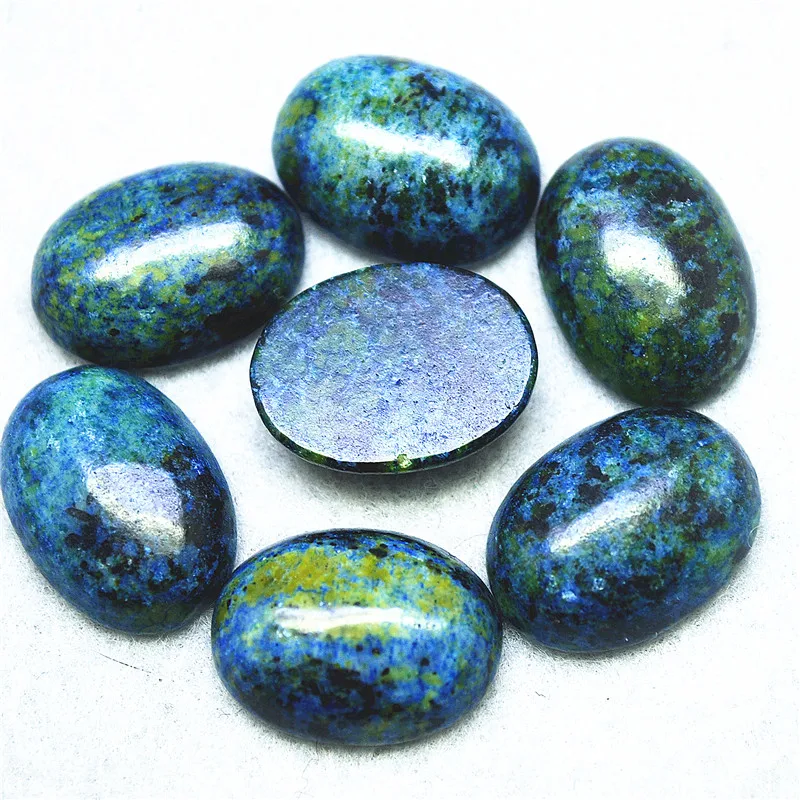 10PCS Nature Chrysocolla Gem Stone Beads Cabochons No Hole Oval Shape Size 18x25MM Spacer Beads For Pendants Making