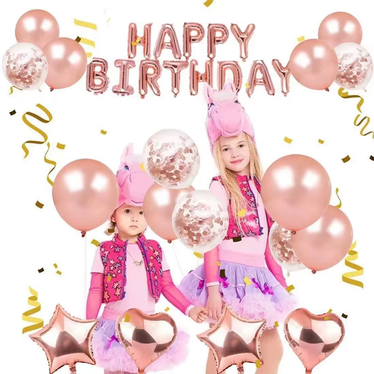 39Pcs Happy Birthday Rose Gold Balloon Set for Birthday and Party Decoration