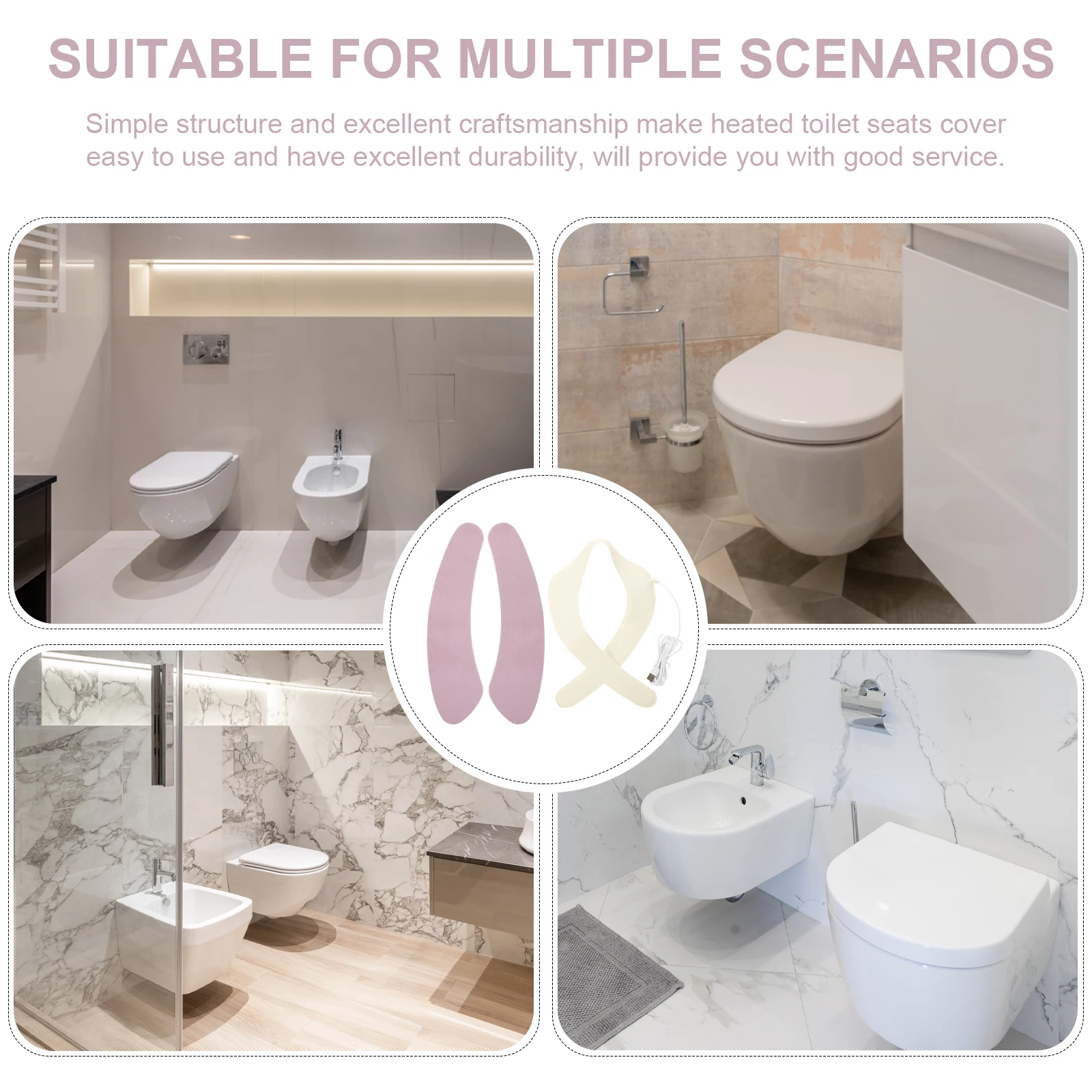 

Heated Toilet Seat Cover PU Flannel Material Winter Bathroom Heater 10W Low Power Constant Temperature Cushion Pad