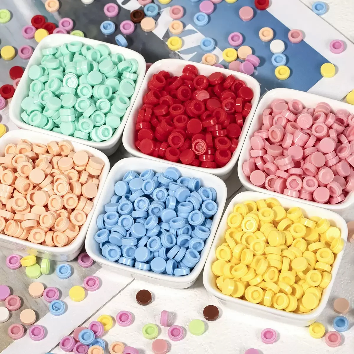 Tiny Round Flash Building Blocks 10-500g, DIY Filler Particles for Squeeze Ball & Slime, Handmade Educational Craft Supplies